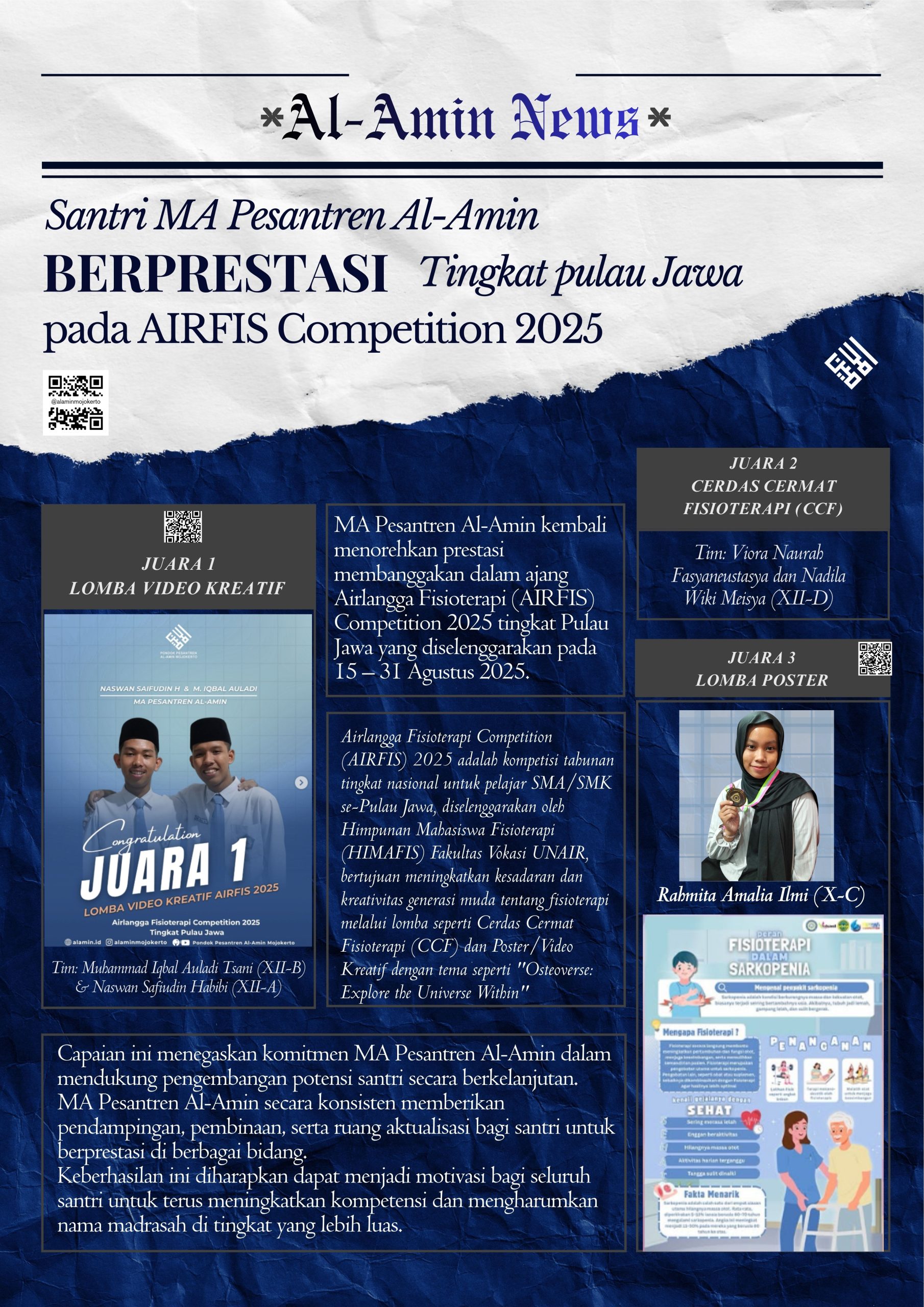 Santri MA Pesantren Al-Amin Berprestasi Tingkat Pulau Jawa pada AIRFIS Competition 2025